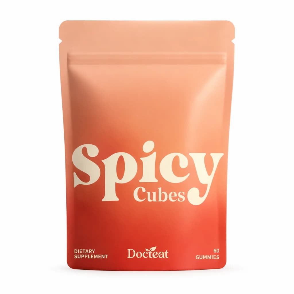 Spicy Cubes pouch on a clean white studio background