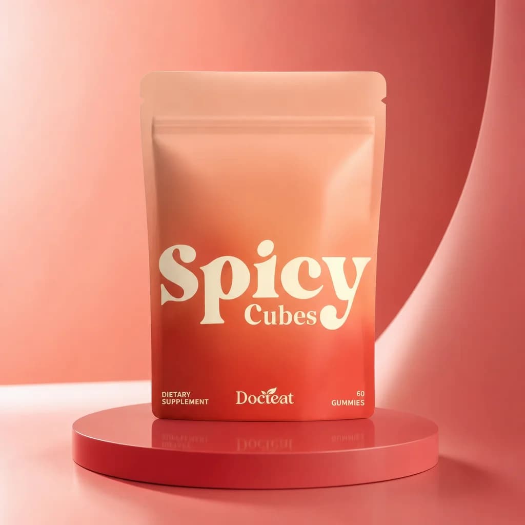 Spicy Cubes pouch in a coral and raspberry gradient studio set